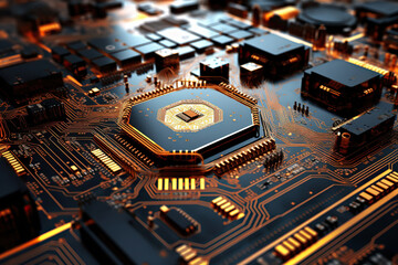 Generative ai on theme of beautiful surface microchip for design natural abstract background