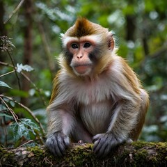 Obraz premium japanese macaque in the jungle