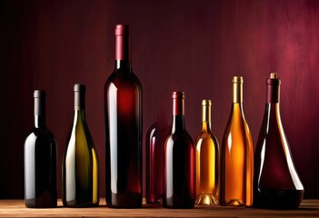 elegant wine bottles displayed artistic flair stylish arrangement featuring various colors unique shapes, elegance, style, design, glass, decor, vintage
