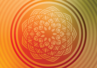 Mandala orange center circle pattern background