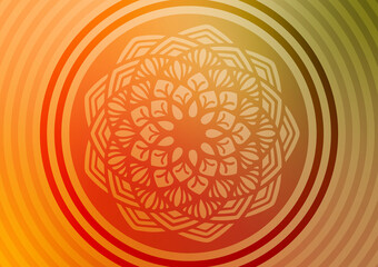 Mandala orange center circle pattern background