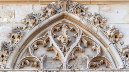 Fototapeta premium Architectural detail of a Gothic cathedral with ornate stone carving patterns