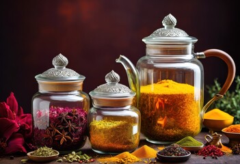 vibrant exotic tea blends infused colorful spices unique flavor experience, aromatic, chai, citrus, delicious, delightful, flavored, flavors, floral, garden