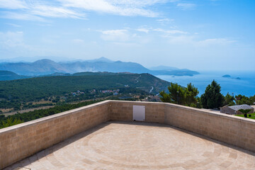 View from top of Moutain Srd countryside and coast surrounding Dubrovnik in Croatia