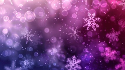 Obraz premium Abstract Purple Winter Background with Snowflakes and Bokeh