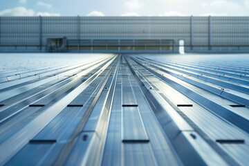 Obraz premium Generative ai on theme of solar cell panels in a photovoltaic power plant, eco renewable power