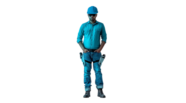 PNG, man in work uniform isolated on white background
