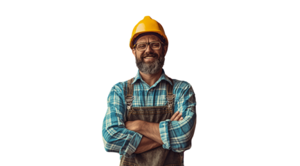 PNG, man in work uniform isolated on white background