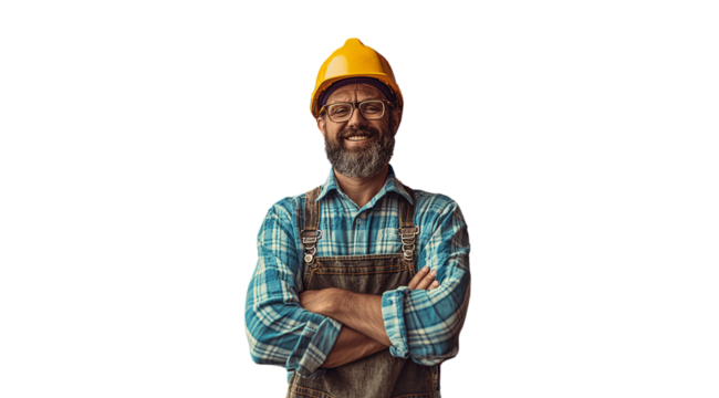 PNG, man in work uniform isolated on white background