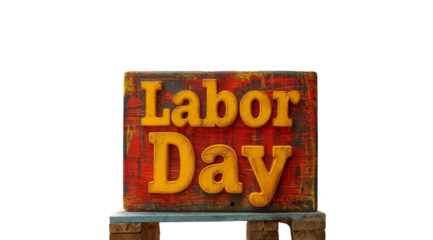 PNG, a sign with the inscription labor day, isolated on a white background