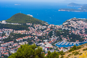 Obraz premium View of Dubrovnik from top of Moutain Srd in Croatia