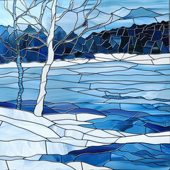 Frozen Lake Winter Glass Art