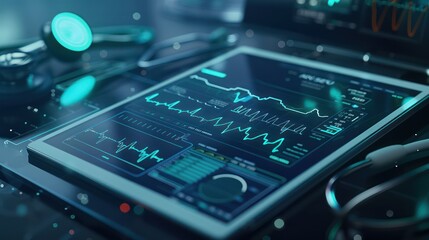Fototapeta premium AI-powered medical devices monitoring patient health