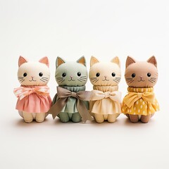 Fototapeta premium cats dolls on white background 