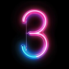 Naklejka premium Number 3 neon sign number three on a dark background