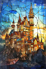 Enchanted Medieval Castle Stained Glass