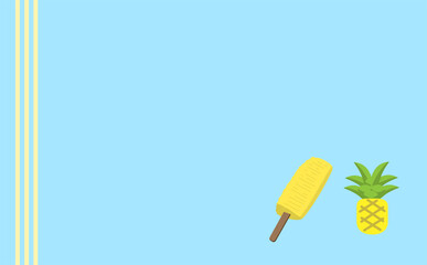 冷やしパインとパイナップルのシンプルイラストのフレーム