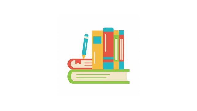 Animation Video Footage of Book School and Stationery Office Tools