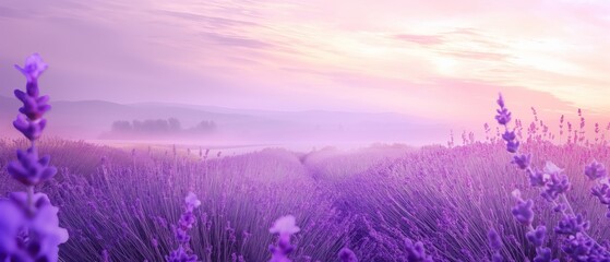 Fototapeta premium Pastel Lavender Field with Dreamy Soft Hues
