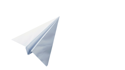 Paper plane on transparent background