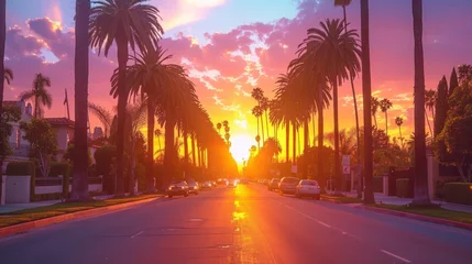 Keuken achterwand Bordeaux Sunset Boulevard Palm Trees  © Wahyu