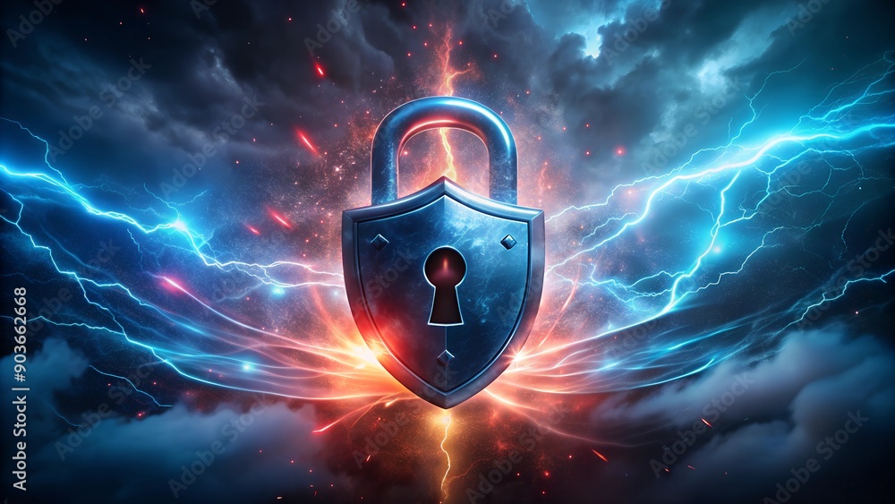 Poster cyber security and data protection concept – safeguarding against cyberattacks with database securit