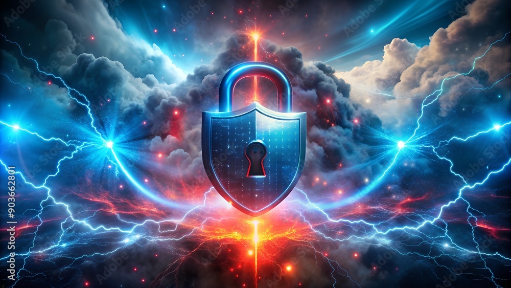 Poster cyber security and data protection concept – safeguarding against cyberattacks with database securit