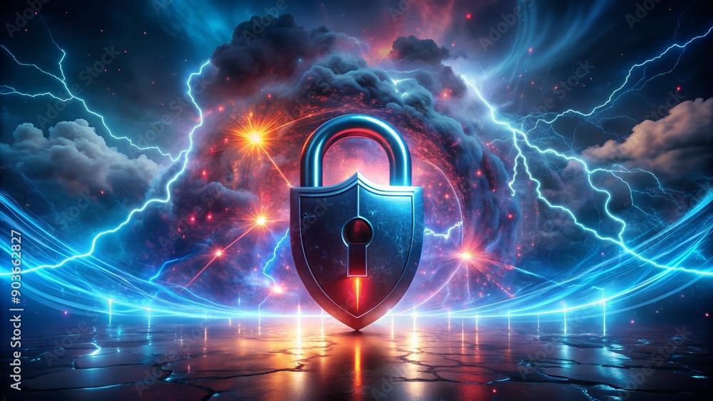 Poster cyber security and data protection concept – safeguarding against cyberattacks with database securit