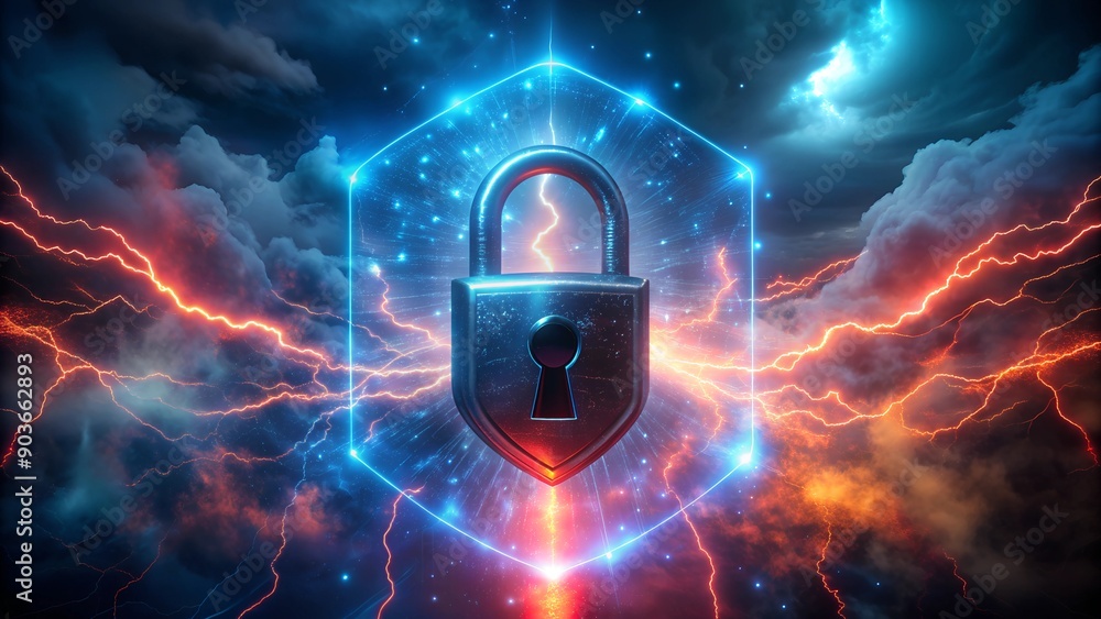 Poster cyber security and data protection concept – safeguarding against cyberattacks with database securit