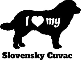 I love my Slovensky Cuvac Dog silhouette dog breeds logo dog monogram vector