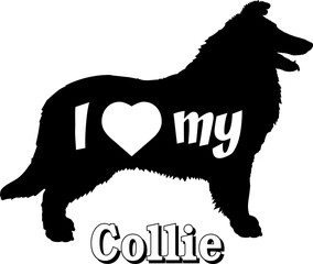 Collie I love my Dog silhouette dog breeds logo dog monogram vector