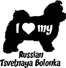  Russian Tsvetnaya Bolonka I love my  Dog silhouette dog breeds logo dog monogram vector