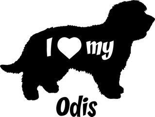 Odis I love my  Dog silhouette dog breeds logo dog monogram vector