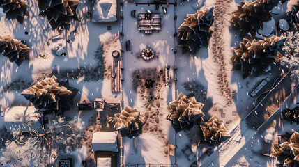 Fototapeta premium Christmas Battle Map - DnD, RPG Map for Dungeons and Dragons, Game Background, Top View, Winter
