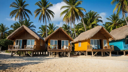 beach with palm trees and sea