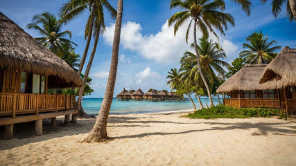 Obraz premium beach with palm trees and sea