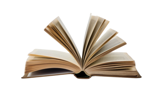 Book open pages on transparent background 