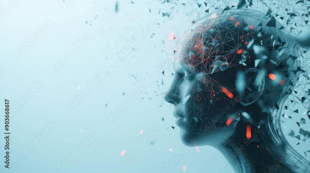 Poster conceptual art showing the integration of ai and human intelligence