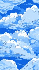 A vibrant blue sky adorned with soft, fluffy white clouds illuminating the atmosphere beneath the warm sunlight