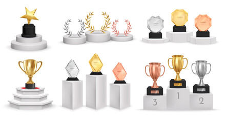 Awards set in realistic style