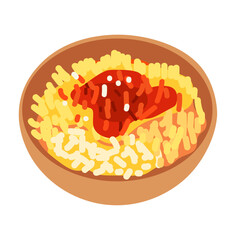 Fried rice with spicy chili sauce vector illustration, fried rice vector art, isolated on white background