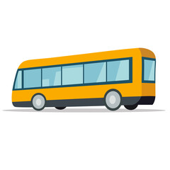 Yellow school bus illustration clip art, vector cartoon yellow bus vector image, isolated on white background, road city traffic concept