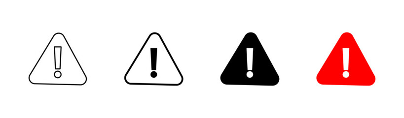 Exclamation danger sign. attention sign icon set. Hazard warning attention sign