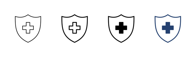 Health insurance icon set. Insurance health document icon