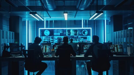 Fototapeta premium Security experts using AI tools to detect and prevent cyberattacks