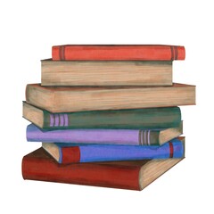 Fototapeta premium hand drawn illustration of stack of old books for element design. concept of education