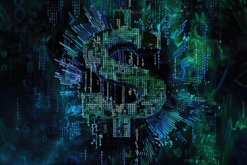 Digital Dollar Sign in Binary Code