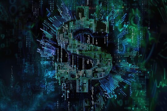 Digital Dollar Sign in Binary Code