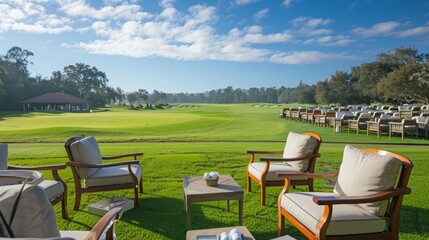 Fototapeta premium Outdoor VIP seating area on the golf field