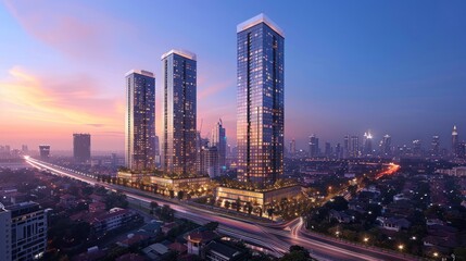 Modern Skyscrapers at Dusk